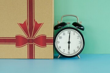 alarm clock and gift box