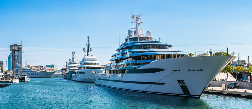 Super Yachts in Port of Barcelona, Spain, Europe