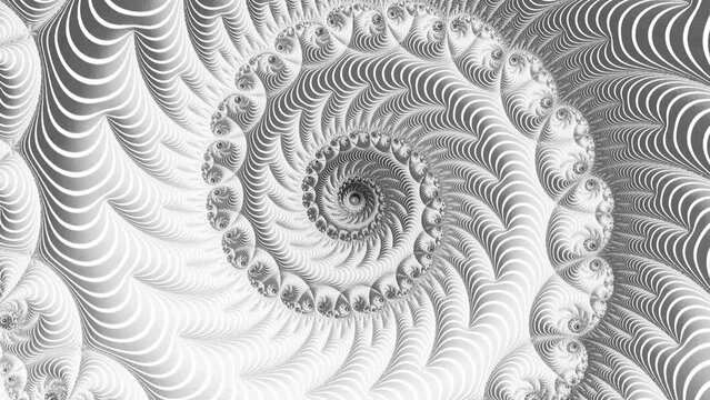 Black and white fractals in motion. Camera inside a geometric figure