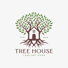 Obraz premium Tree house logo design template