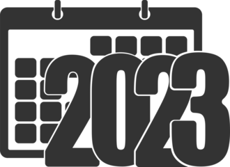 Flat design isolated Year 2023 calendar icon, wall date calendar symbol, appointment meeting agenda date vector illustration icon