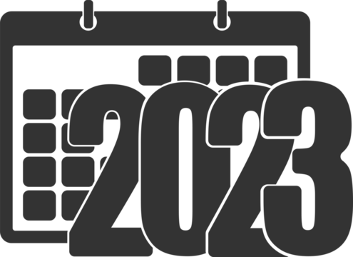 Flat design isolated Year 2023 calendar icon, wall date calendar symbol, appointment meeting agenda date vector illustration icon