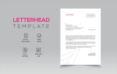 Minimal, Abstract Professional Letterhead Vector Template | Modern Creative Letterhead Design