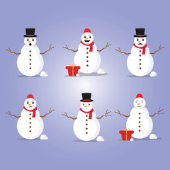 Set of snowman emotion. Face expression of the cartoon character