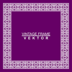Vintage ornamental vector frame. Vector illustration template for design