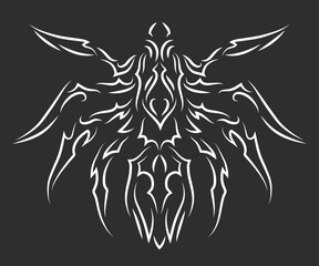 Line art with white hand drawn spider