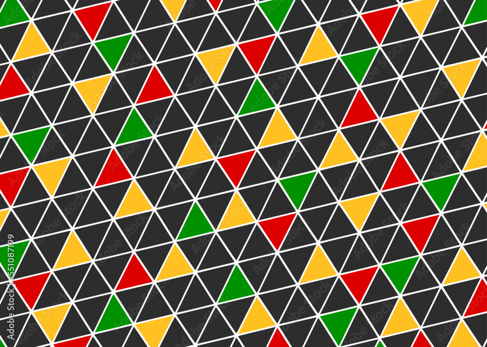 Poster abstract background with colorful triangle pattern and with jamaican color theme. triangular pattern