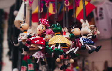 small wooden toys at the christmas market