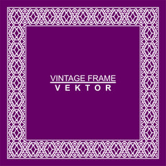 Vintage ornamental vector frame. Vector illustration template for design