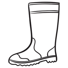 rubber boots isolated on white. vector illustration. monochrome