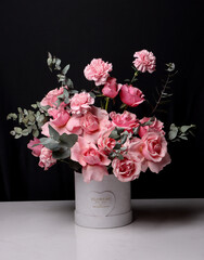 bouquet of pink roses in vase