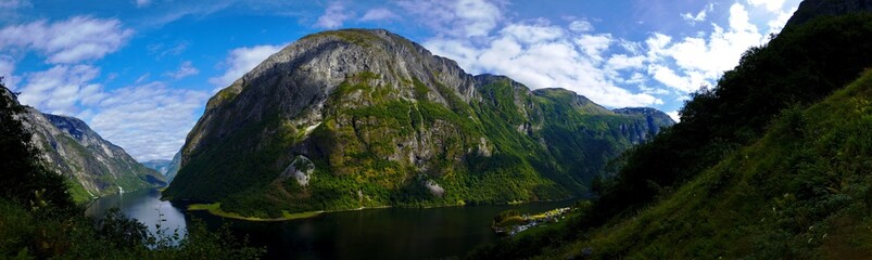 Fototapeta na wymiar Le Nærøyfjord (fjord le plus étroit de Norvège)