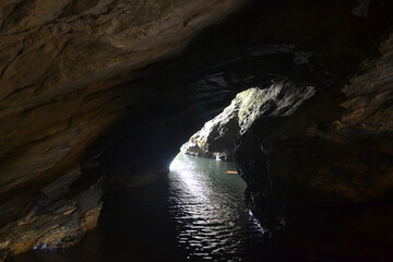 cave in the pacific ocean on a cliff