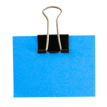 pince &agrave; document et feuille de papier bleue