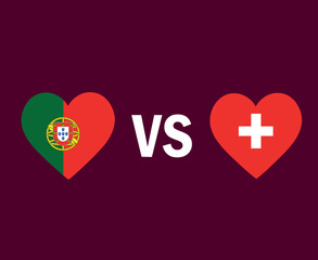 Portugal Vs Switzerland Flag Heart Symbol Design Europe football Final Vector European Countries Football Teams Illustration
