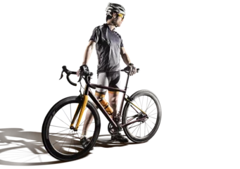 Foto auf Acrylglas Athlete cyclists in silhouettes on transparent background. Road cyclist.  © vitaliy_melnik