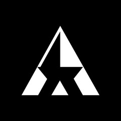 Abstract triangle art logo vector design in black and white color