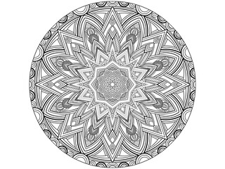 Circular Mandala pattern for tattoo, decoration premium product poster or painting. Decorative ornament in ethnic oriental style. Outline doodle hand draw illustration.