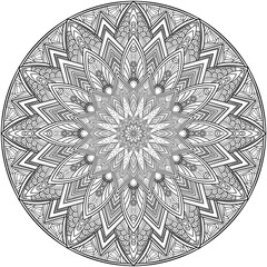 Circular Mandala pattern for tattoo, decoration premium product poster or painting. Decorative ornament in ethnic oriental style. Outline doodle hand draw illustration.