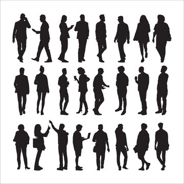silhouette people on white background , Vector	