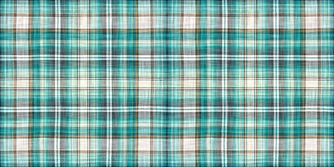 Teal rustic coastal beach house border check fabric tile. Seamless sailor flannel edging trim textile. Gingham rustic banner ribbon endless tape.