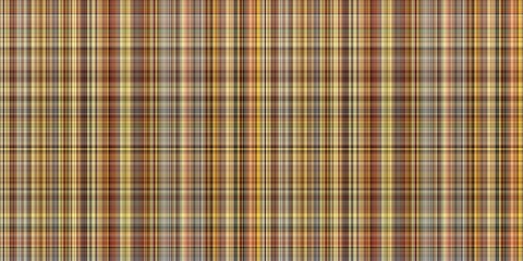 Woodland brown tartan seamless border textile. Tonal autumnal forest plaid with organic texture. banner of orange stripe for rough washi tape.