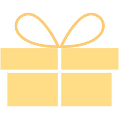 Yellow box is tied with a ribbon. Present. Transparent background.  Flat vector illustration