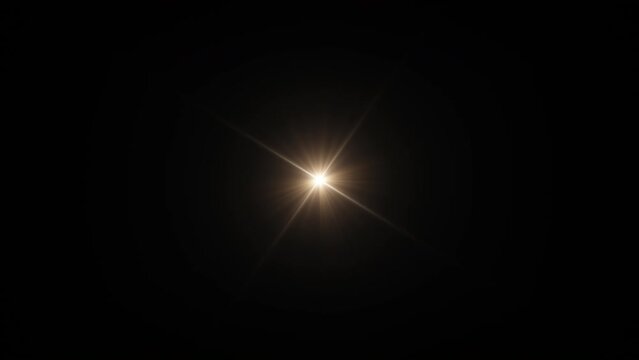 Loop center rotating flickering star sun gold lights optical lens flares shiny animation art background for screen project overlay. Lighting lamp rays effect dynamic bright video footage. 