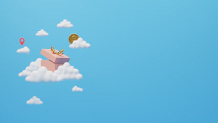 3d rendering modern sale post design with gift