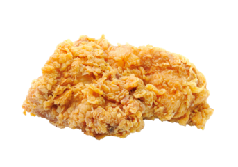 Golden brown fried chicken on transparent png