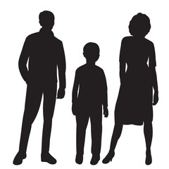 silhouette family, parents and children black design vector