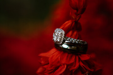 ring with red rose