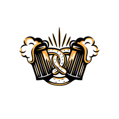Vector logo for pretzel and beer mugs