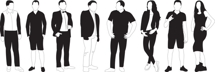 Fototapeta na wymiar silhouette black and white people design vector isolated
