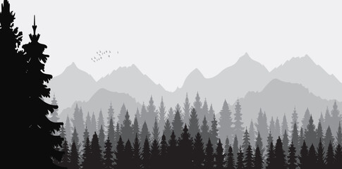 silhouette forest, background nature design
