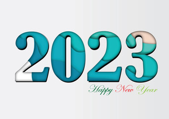 2023 happy new year.Paper cut 2023 word for new year festival.card,happy,Vector concept luxury designs and new year celebration.