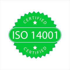ISO 14001 Certified Green Color Badge Stamp Isolated Vector