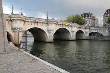 river seine and conti quay in paris (france) - obrazy, fototapety, plakaty