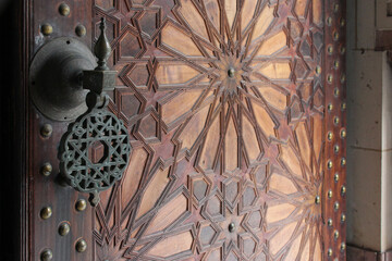 door in the great mosque in paris (france)
