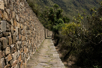 Obraz premium Ruins of Choquequirao, an Inca archaeological site in Peru, similar in structure and architecture to Machu Picchu.
