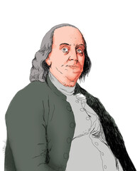 Realistic illustration of American leader Benjamin Franklin