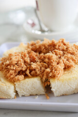 Flossed pork bread on a plate 