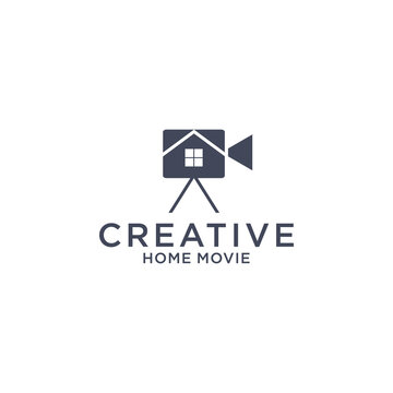 creative camera film editor and house roof vector illustration