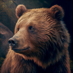 Portrait of a brown bear generative ai illustration
