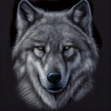portrait of a wolf generative ai illustration