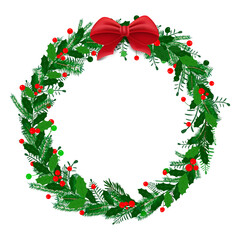 Fototapeta na wymiar Christmas wreath vector design merry Christmas