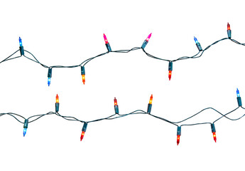 Naklejka premium String of Christmas lights isolated on white background With clipping path.