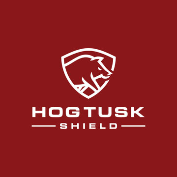 Hog Tusk with Shield Symbol Logo Design