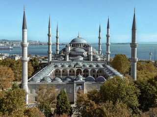 Obraz premium blue mosque Istanbul aerial view