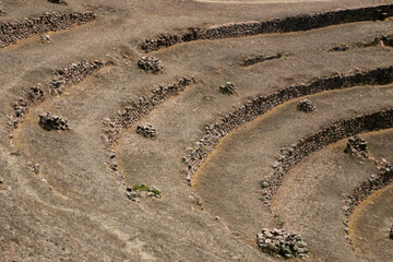 Agricultural terraces in the Sacred Valley. Moray in Cusco, Sacred Valley, Peru